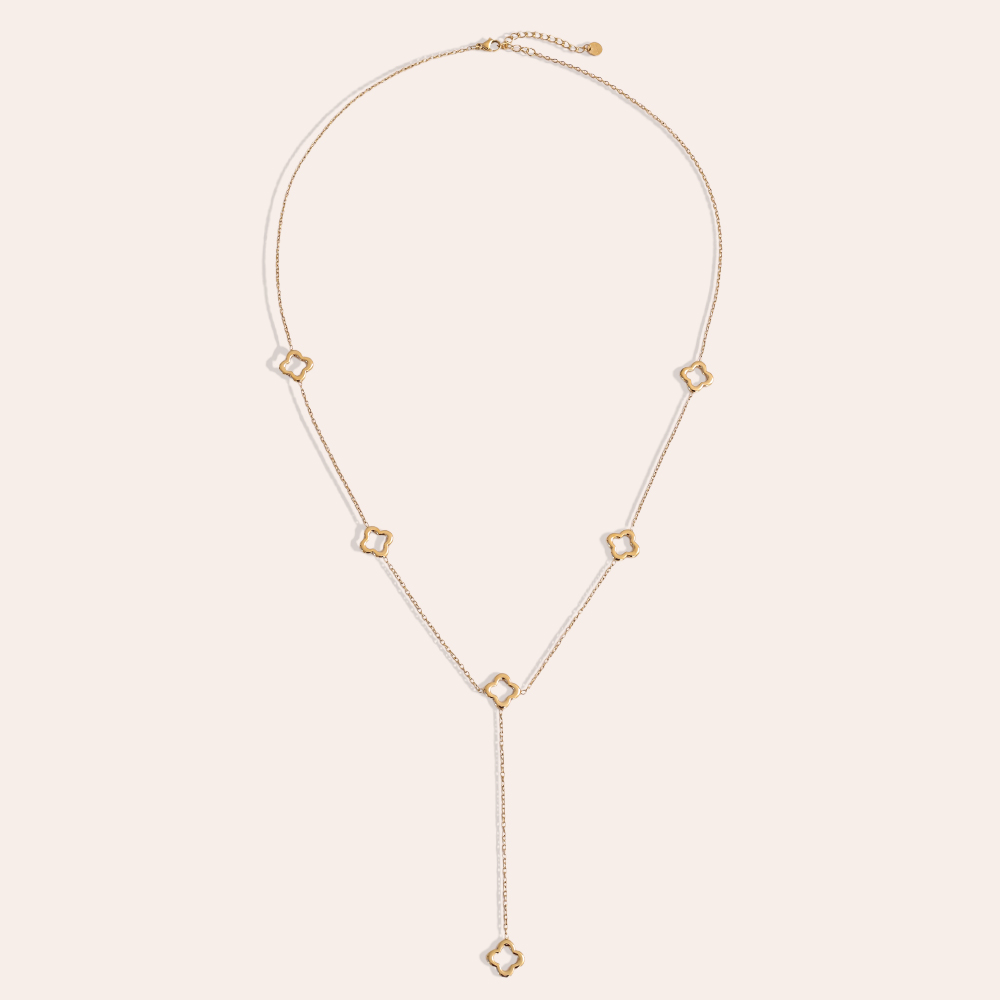 64cm cloverleaf stainless steel necklace