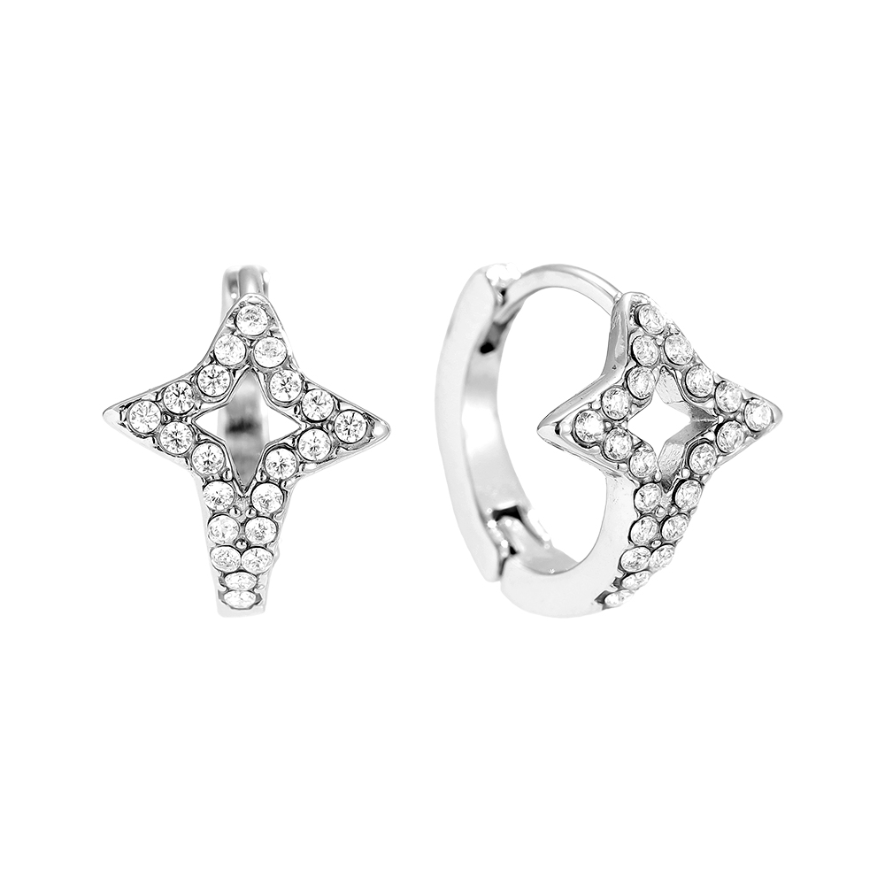 Stainless steel earrings 14mm Diamond Star Hoop