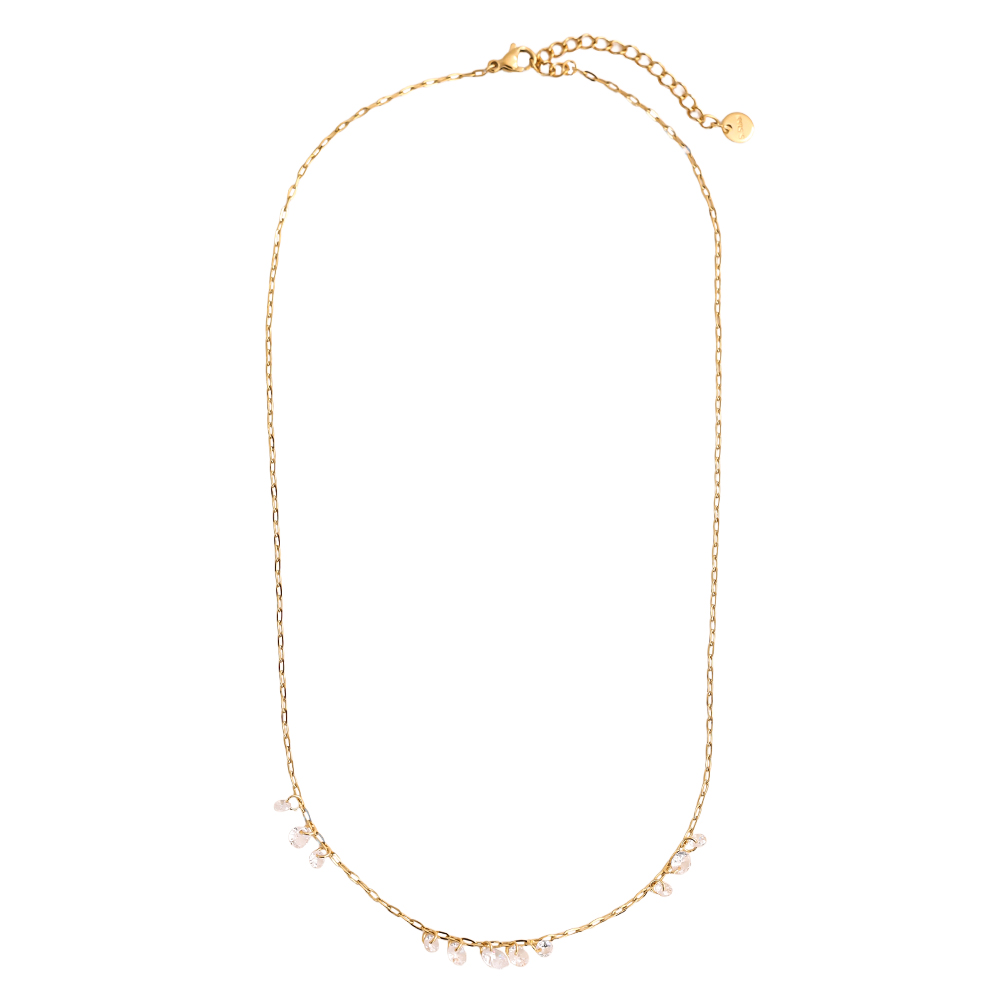 40cm crystal zirconia drop stainless steel necklace