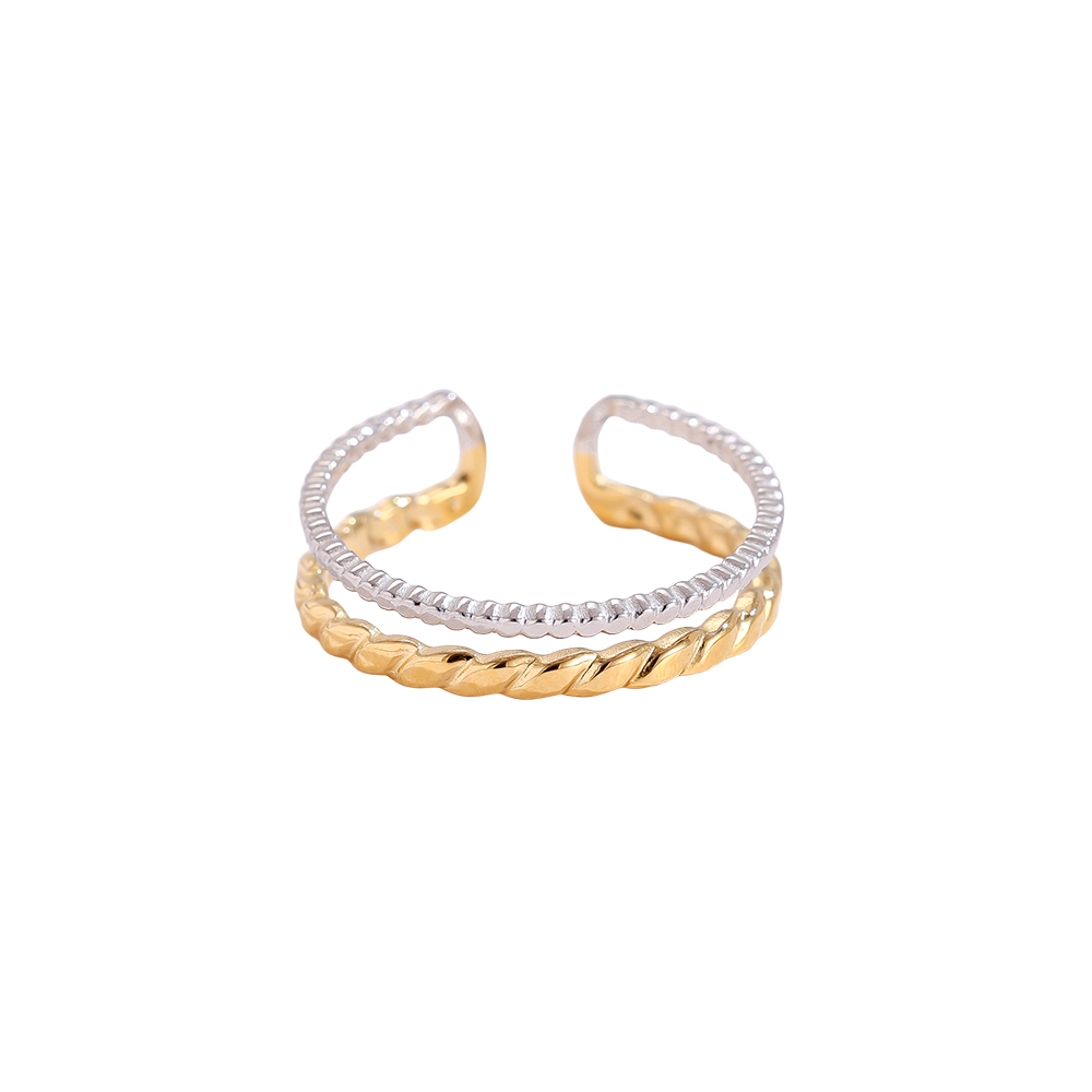 Two Thin Layer Twisted Stainless Steel Ring   