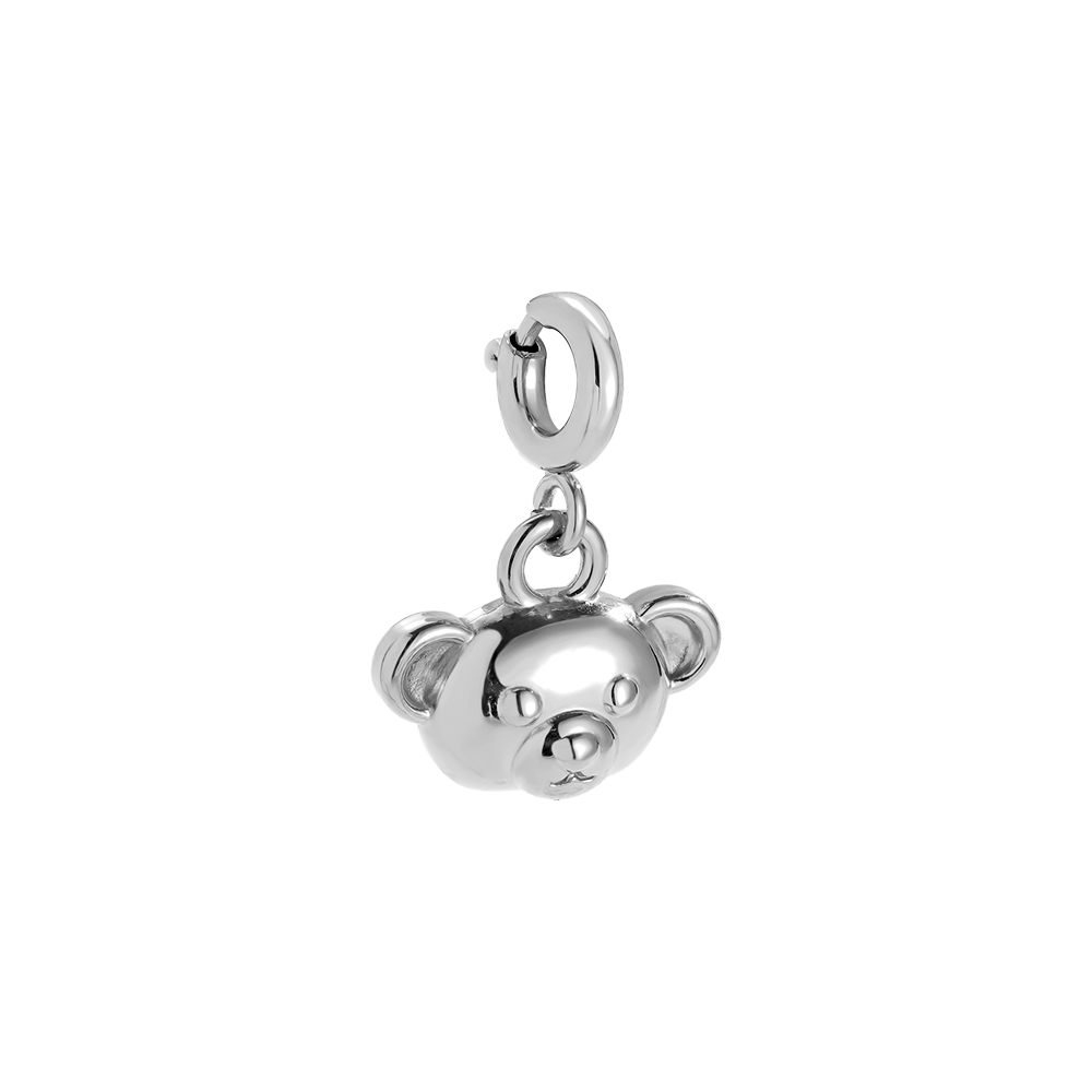 12.8mm Spring Clasp Bear Head Stainless Steel Pendant     