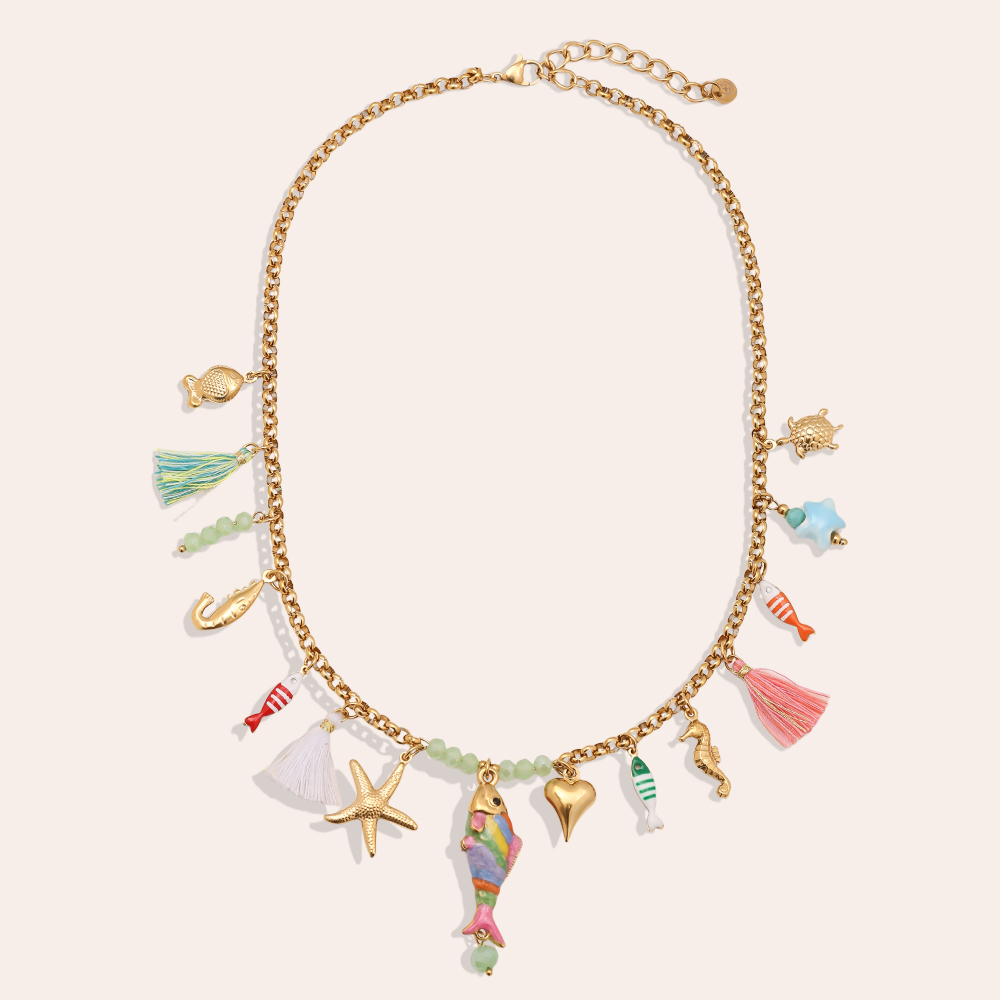 42cm holiday style and tassel stainless steel necklace   