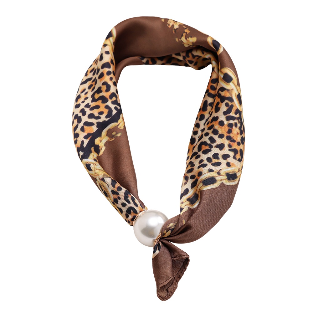 43cm Stylish brown chain pattern beaded scarf 