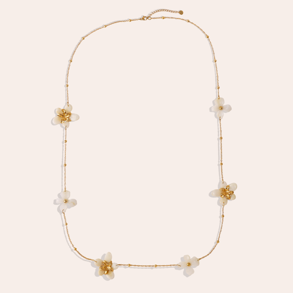 94cm acrylic flower stainless steel necklace      