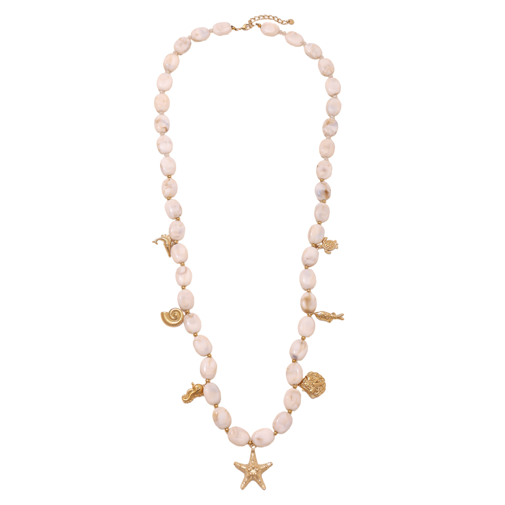 94cm acrylic ball and golden marine life stainless steel necklaces   