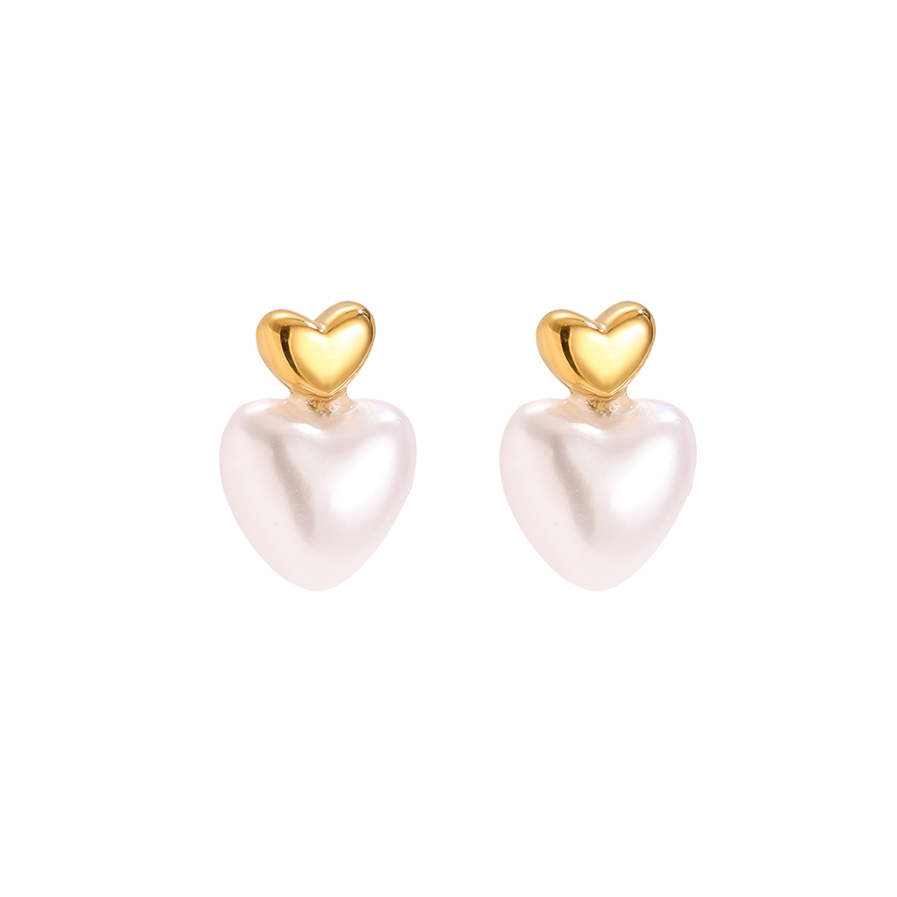 1cm Pearly Heart stainless steel earrings        