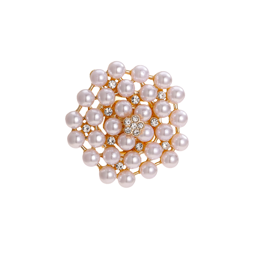 33mm pearl cluster decorative button brooch