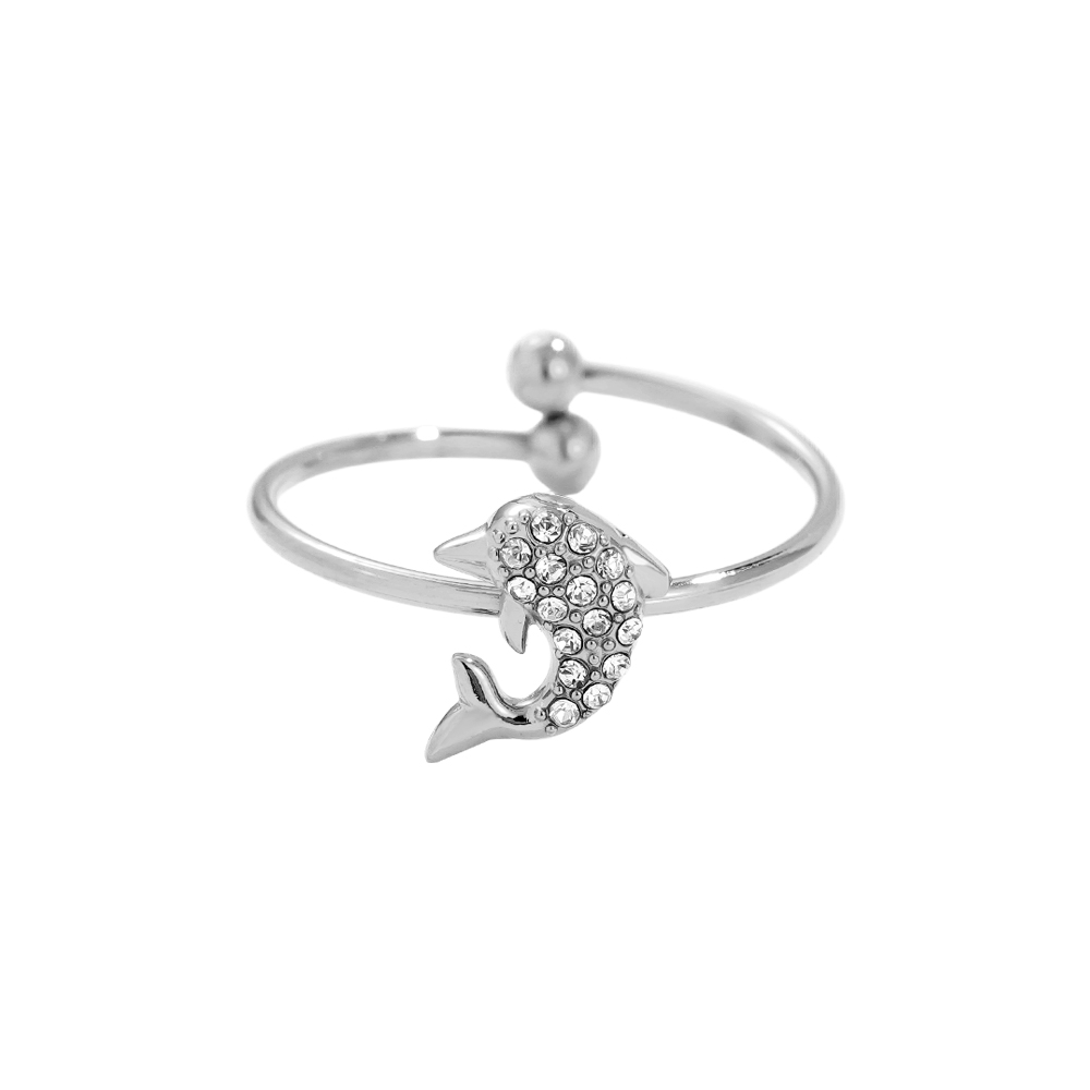 Diamond Dolphin stainless steel ring    