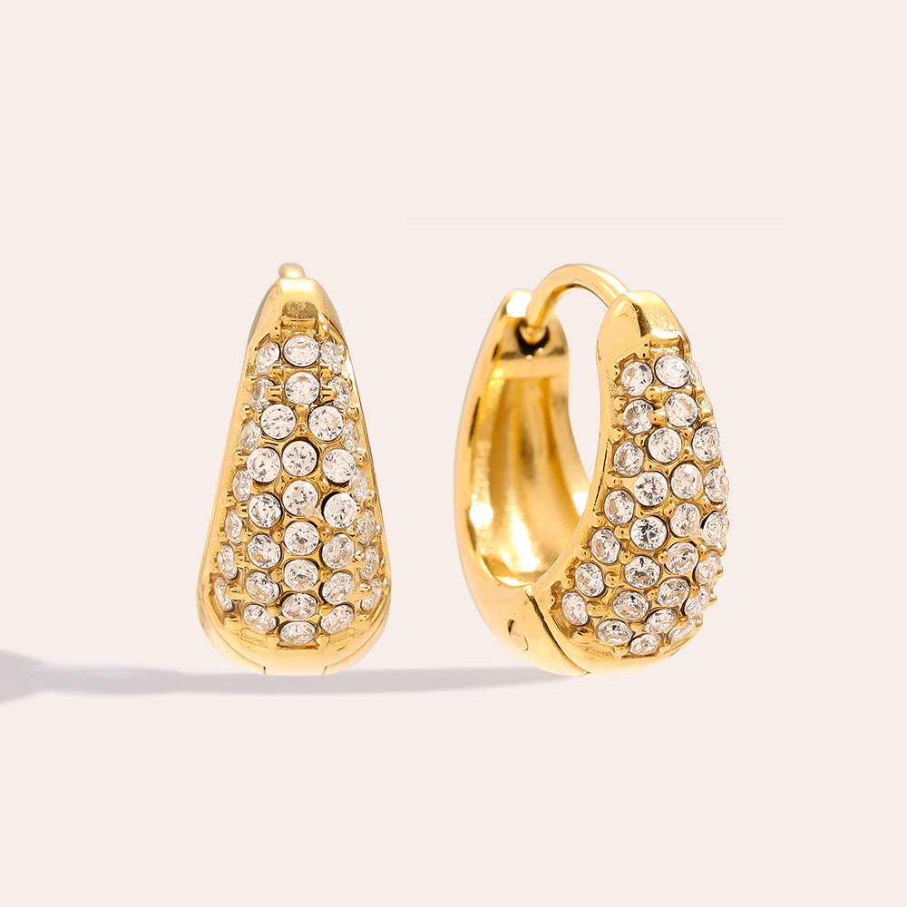 Stainless steel earrings 8mm Diamond Drop Hoop
