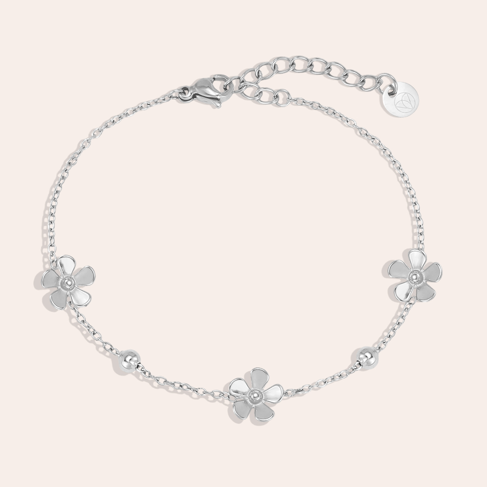 Stainless steel bracelet 17cm three flowers
