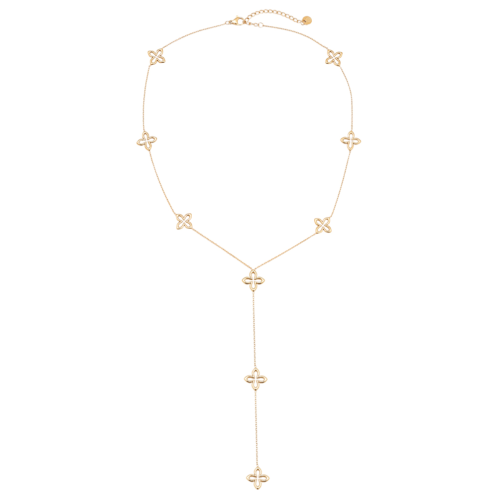 45cm Classic Lucky Flower With Chain Stainless Steel Necklace    