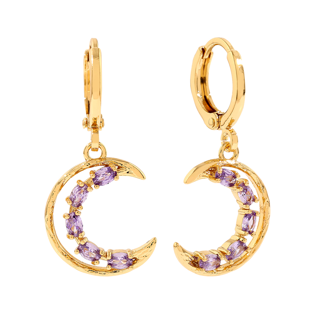 31mm Halfmoon Diamond Gold-plated Earrings