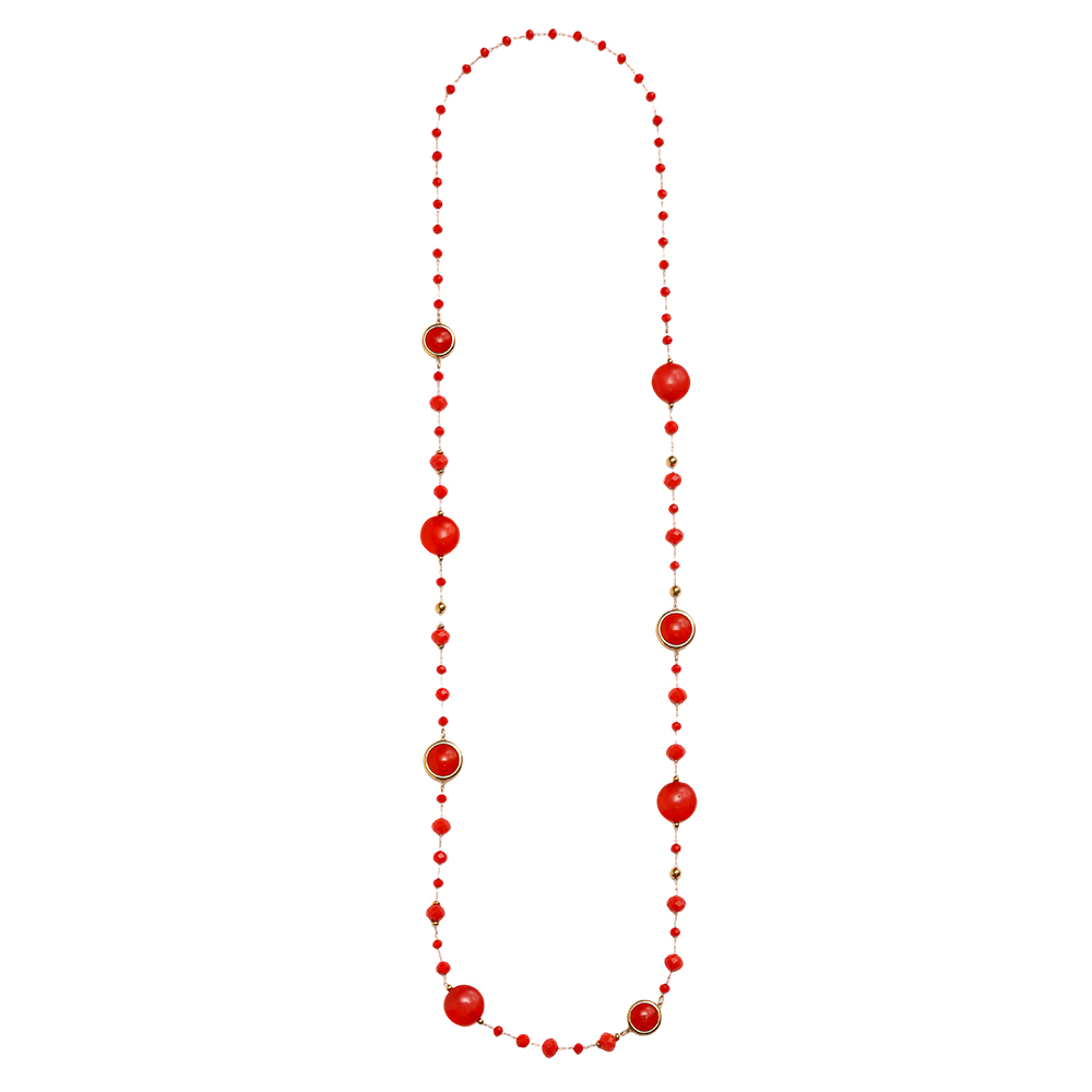 96cm resin crystals stainless steel necklace