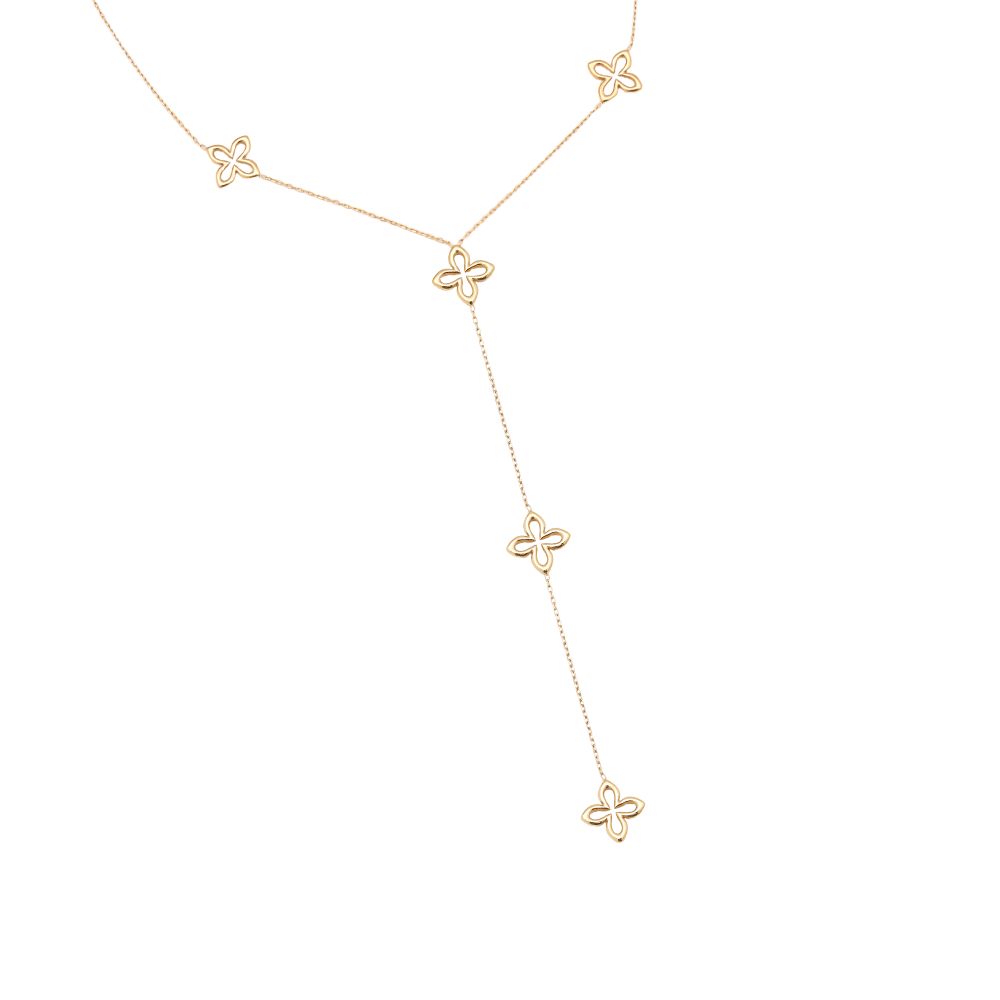 45cm Classic Lucky Flower With Chain Stainless Steel Necklace    