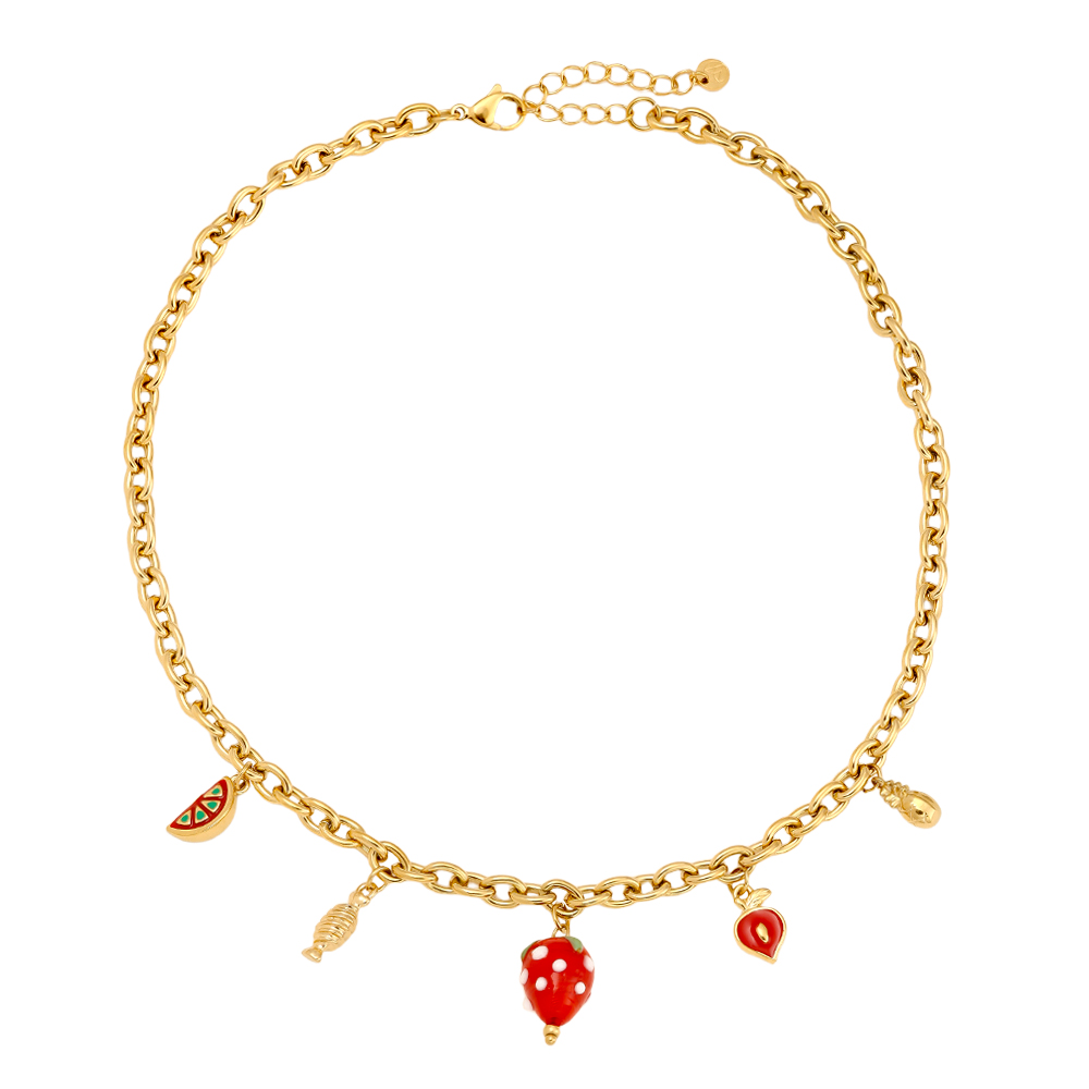 42cm Strawberry Heart stainless steel necklace