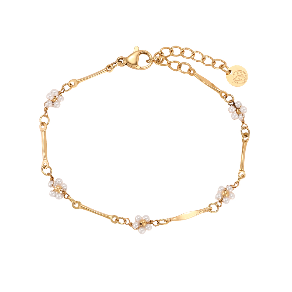 15cm pearl flower stainless steel bracelet 