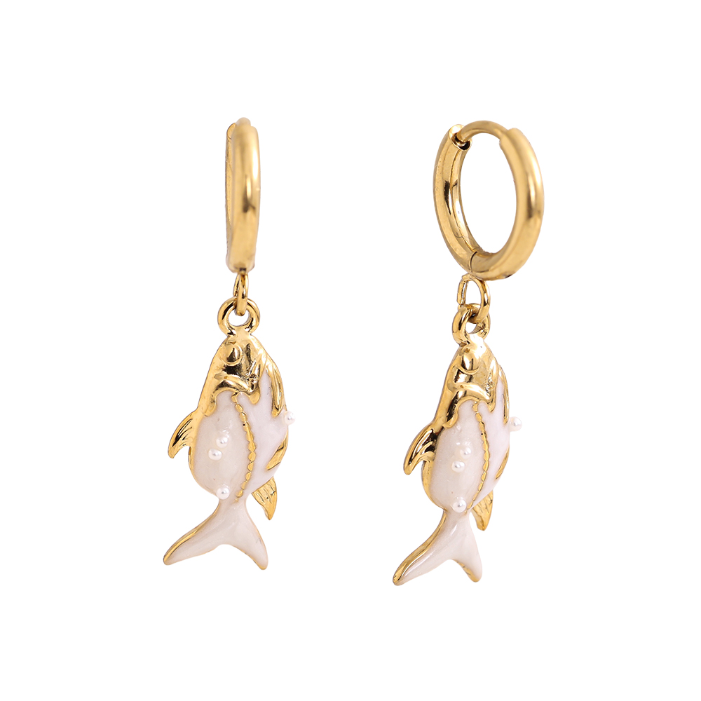 0.8*3.3cm white fish stainless steel earrings      