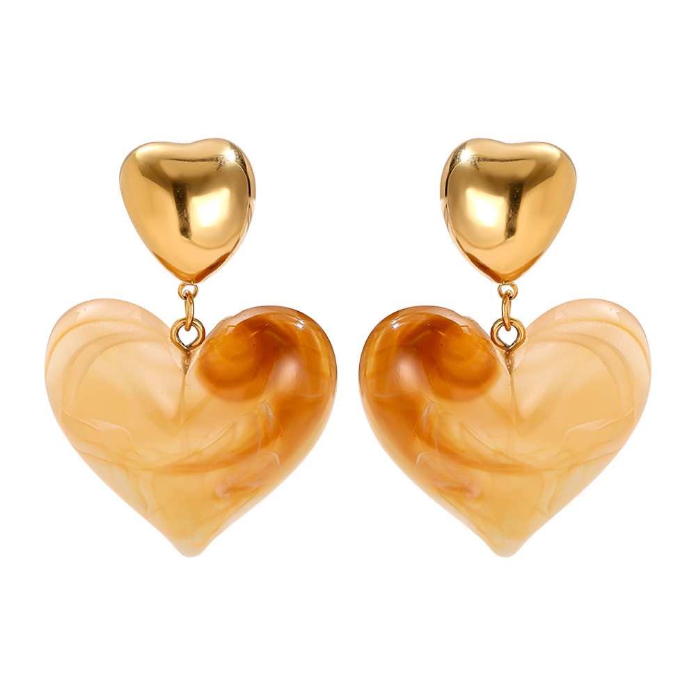 5cm Resin Heart stainless steel earrings    