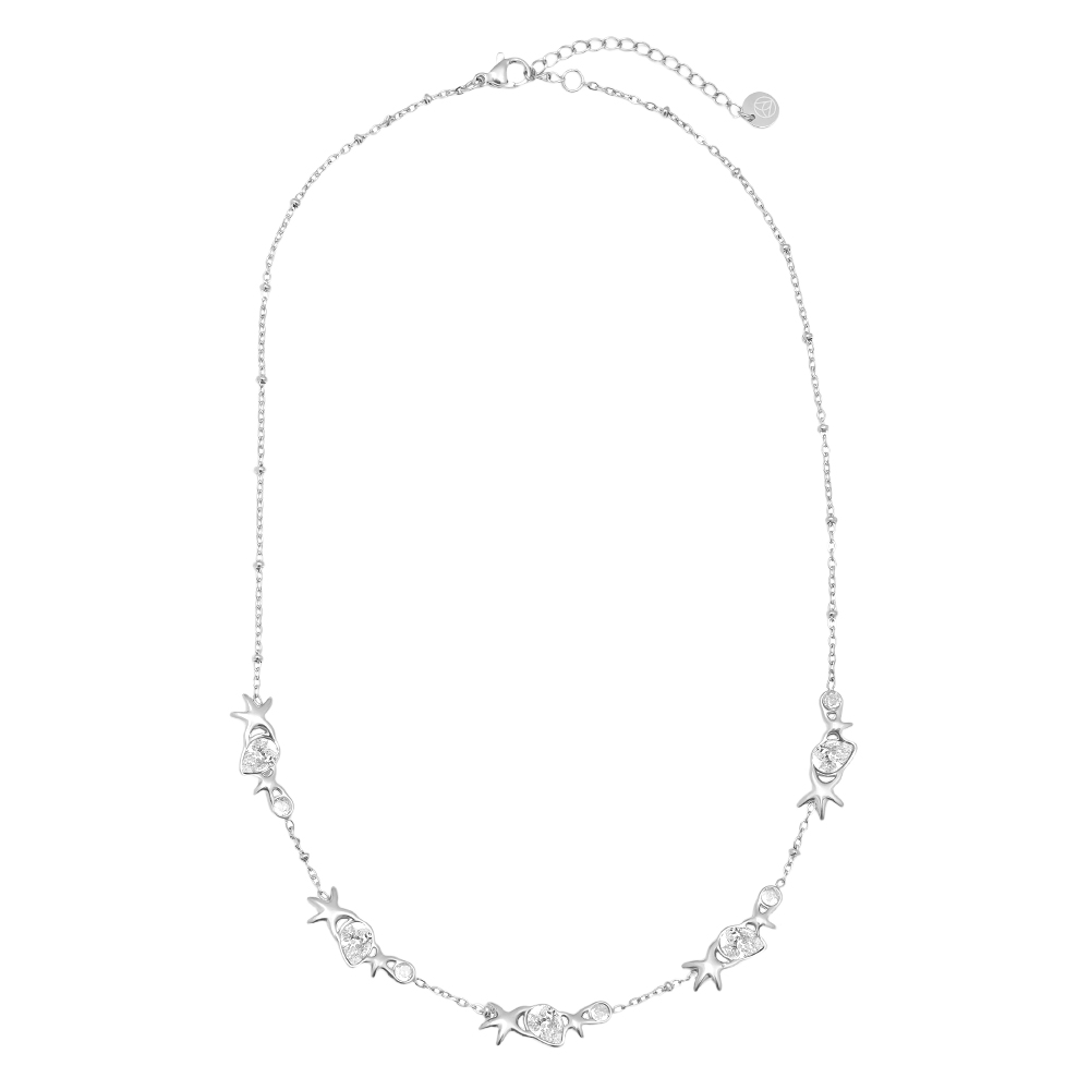 42cm starfish drop rhinestone stainless steel necklace