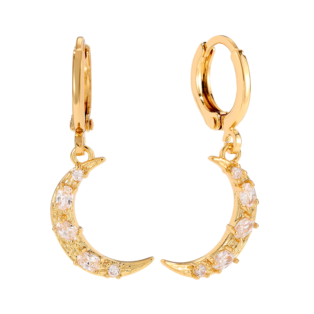 3cm Diamond Moon gold-plated earrings     
