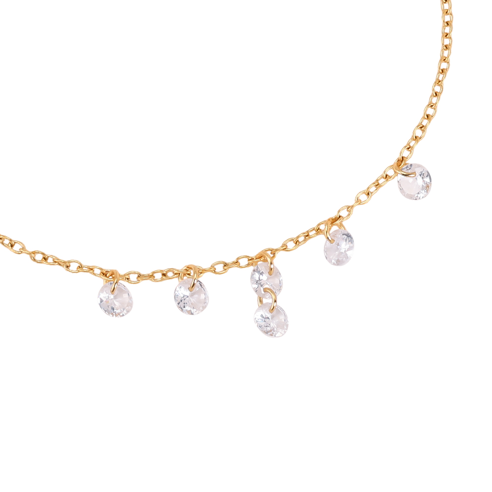 Stainless steel bracelet 17cm round zirconia