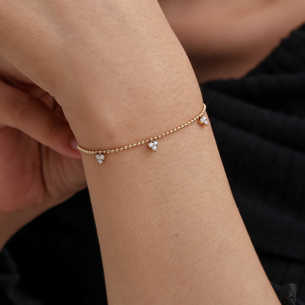 15cm Diamond Dots stainless steel bracelet       