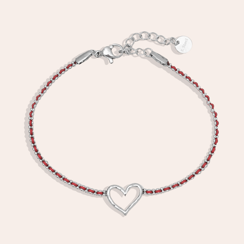 17cm Heart In Red Chain stainless steel bracelet     