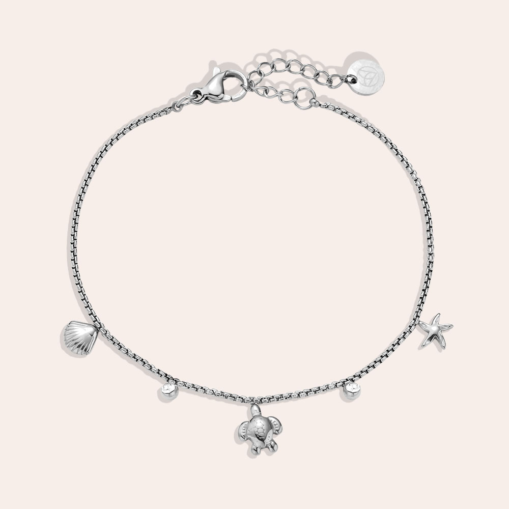 17cm Mini Sea Life And Diamond stainless steel bracelet 