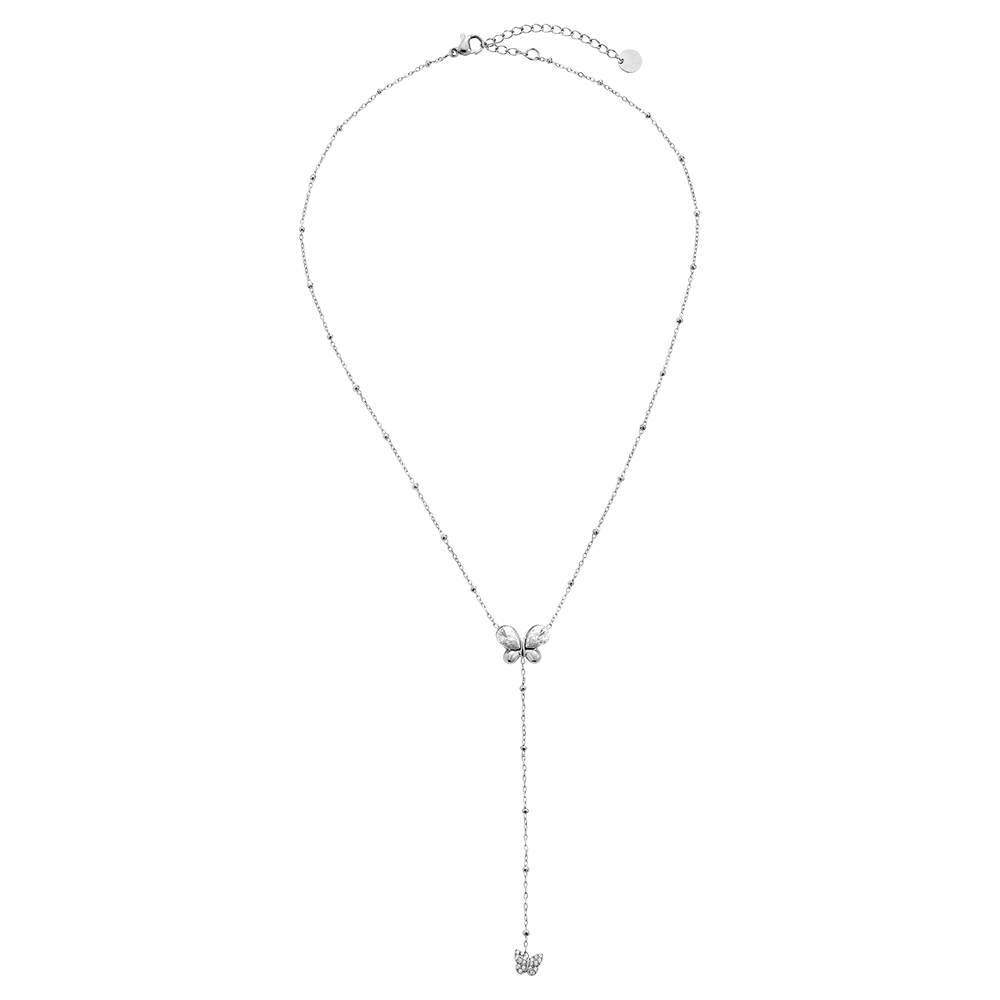 40cm rhinestone butterfly stainless steel necklace