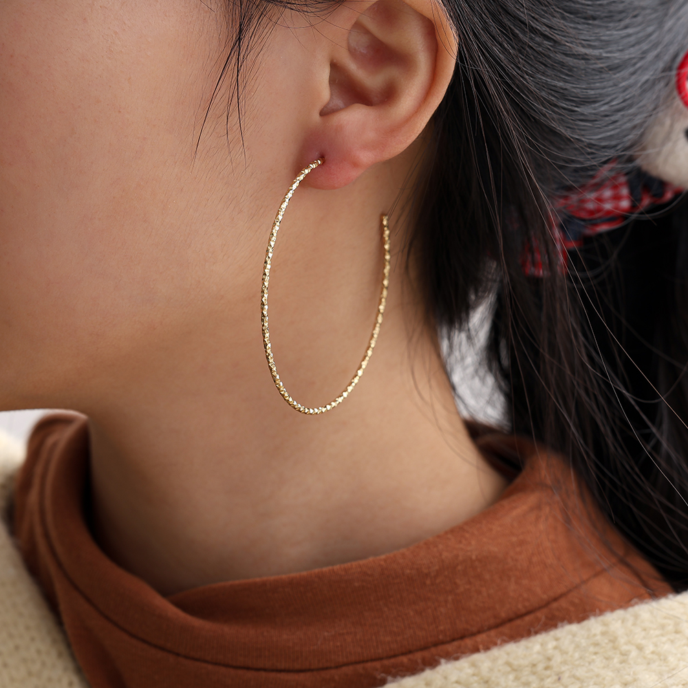 60mm Twisted Stainless Steel Earrings 