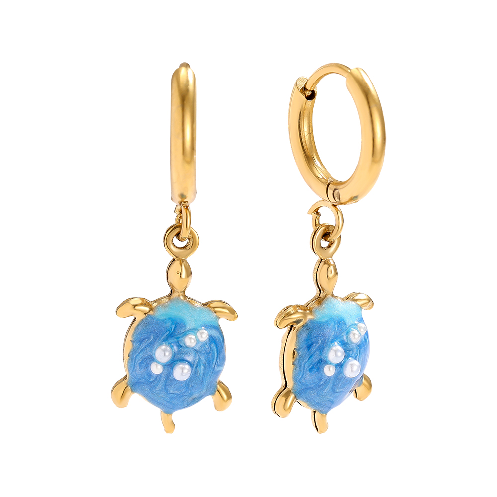 1*3cm blue sea turtle stainless steel earrings   