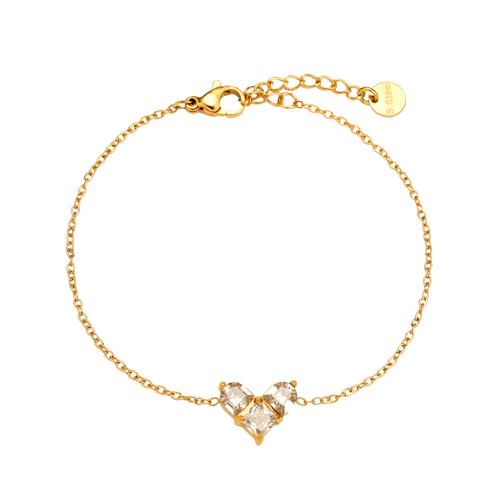 16cm Diamond Mosaic Heart stainless steel bracelet    