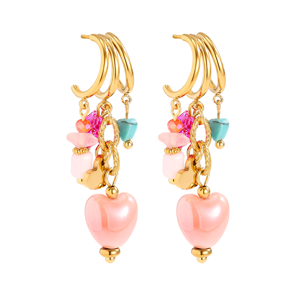 43*11mm Colourful acrylic heart stainless steel earrings