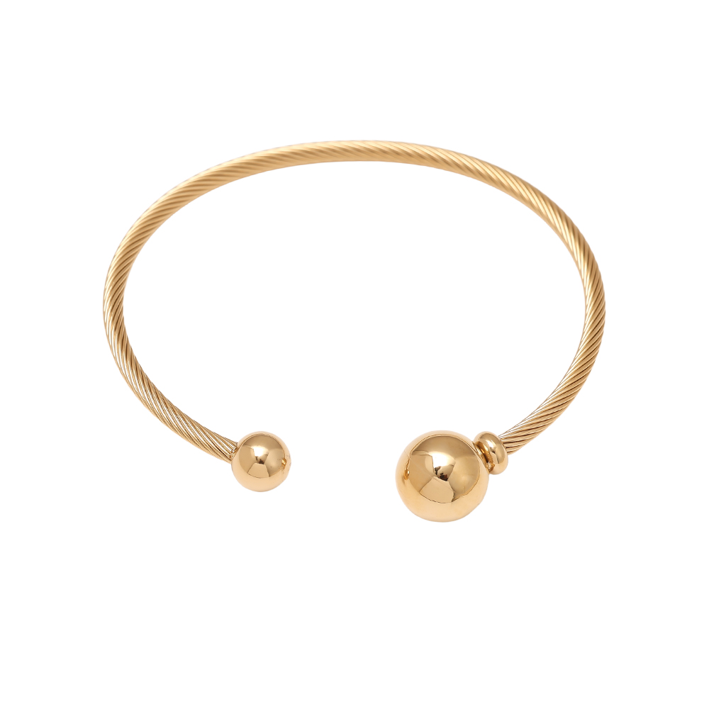 Adjustable Two Ball Stainless Steel Bangle     