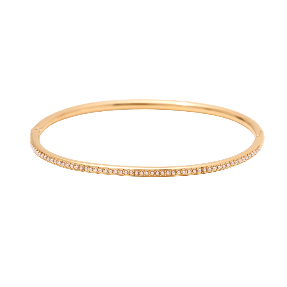 6.5cm Diameter Casual Pearl Stainless Steel Bangle      