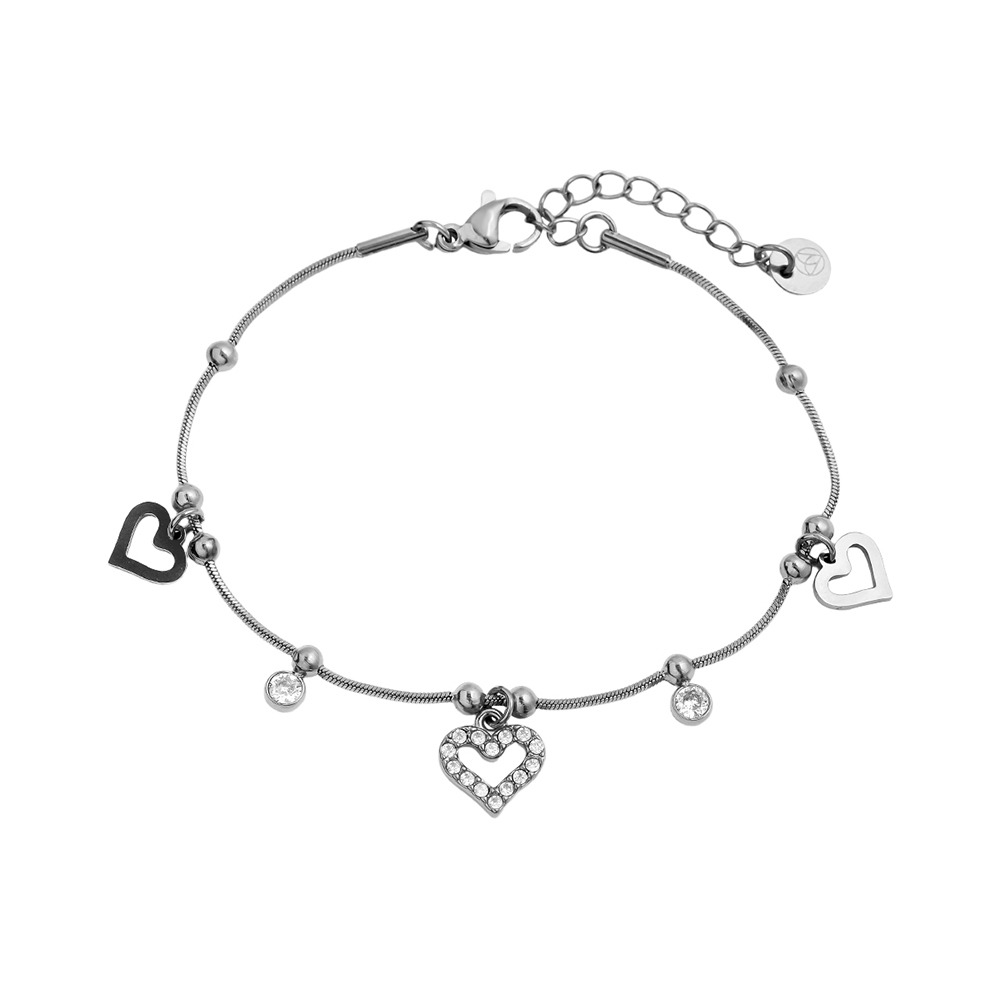 17cm Heart And Diamond Heart stainless steel bracelet    