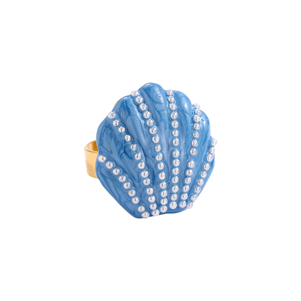 blue shell stainless steel ring    