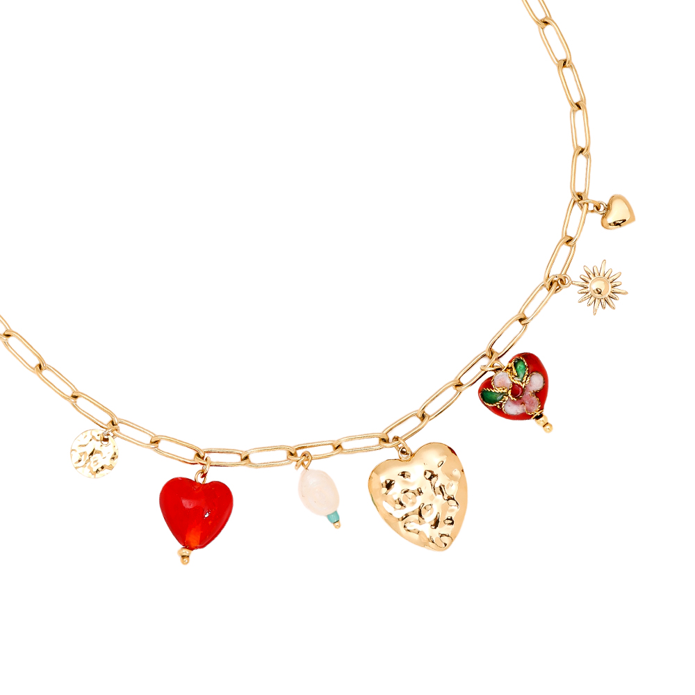 43cm Fine Various Charms stainless steel necklace     