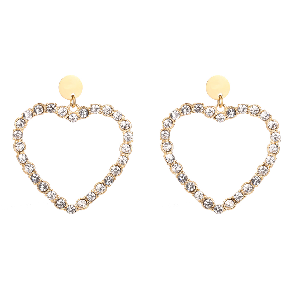 Blinding Diamond Heart stainless steel stud earrings