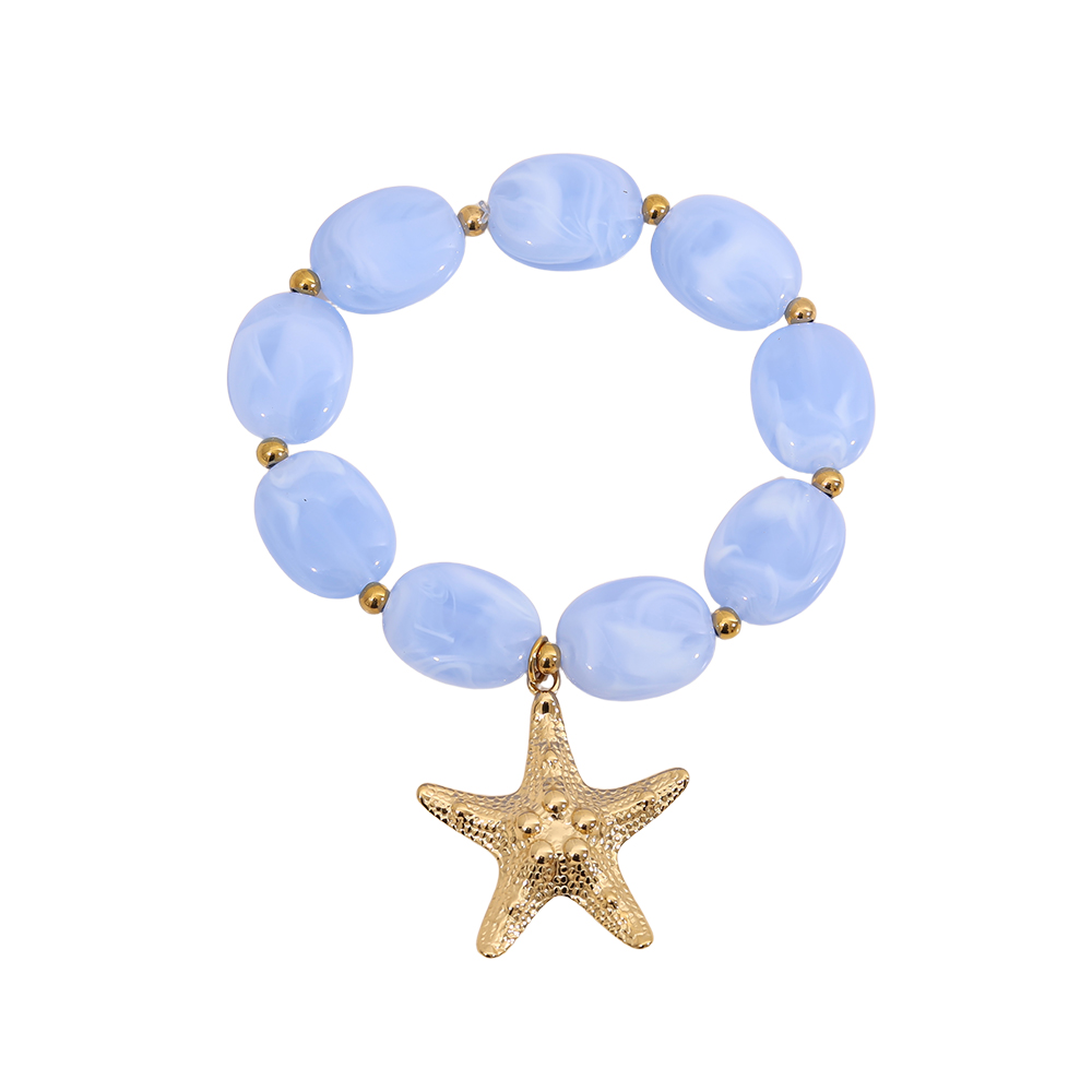 Elasticated golden starfish and acrylic stainless steel bracelet        