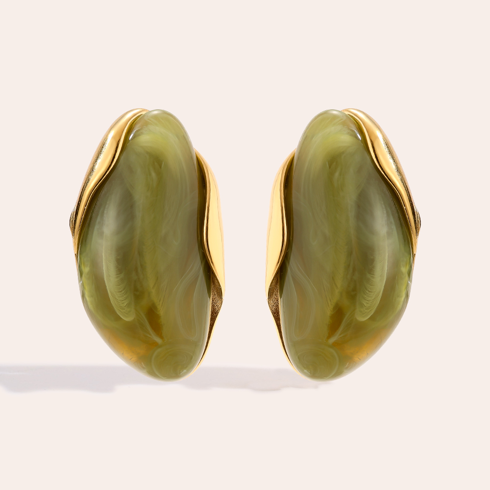 35mm Nice Resin Stainless Steel Earrings   