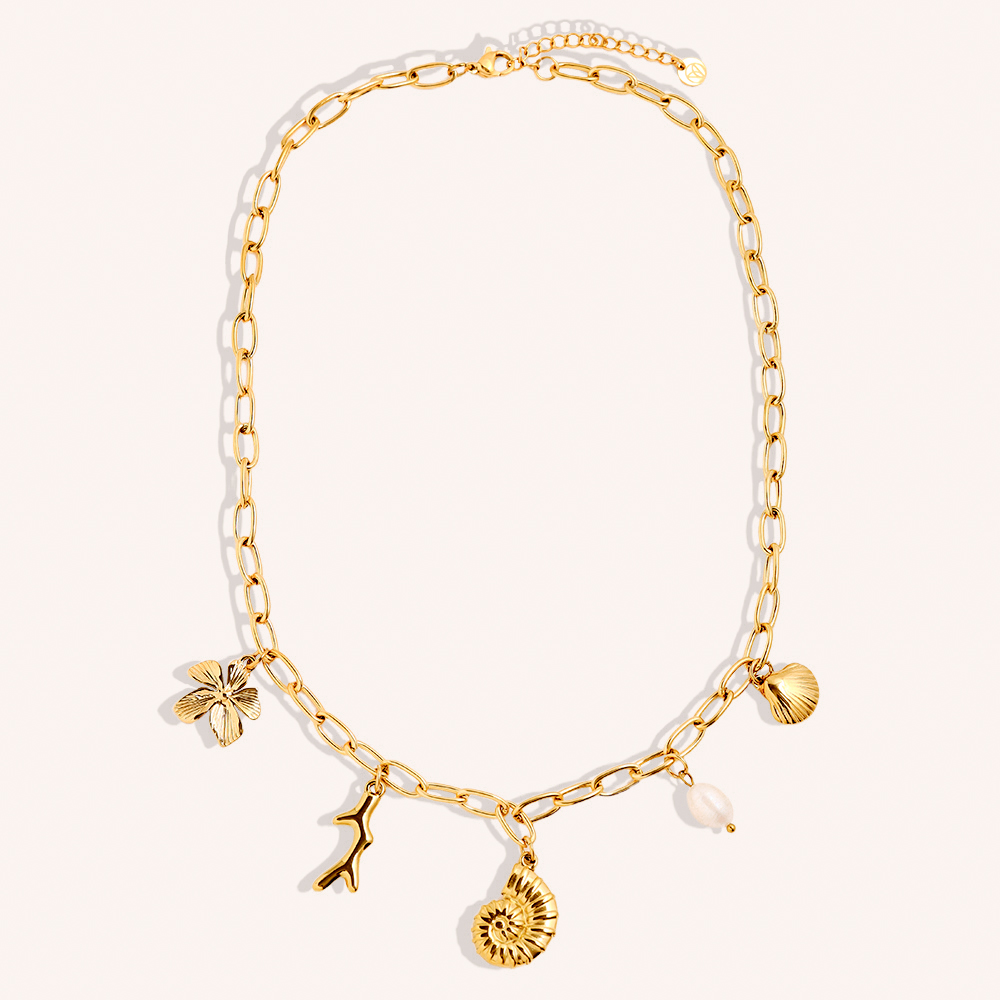 42cm Pearl Shell stainless steel necklace