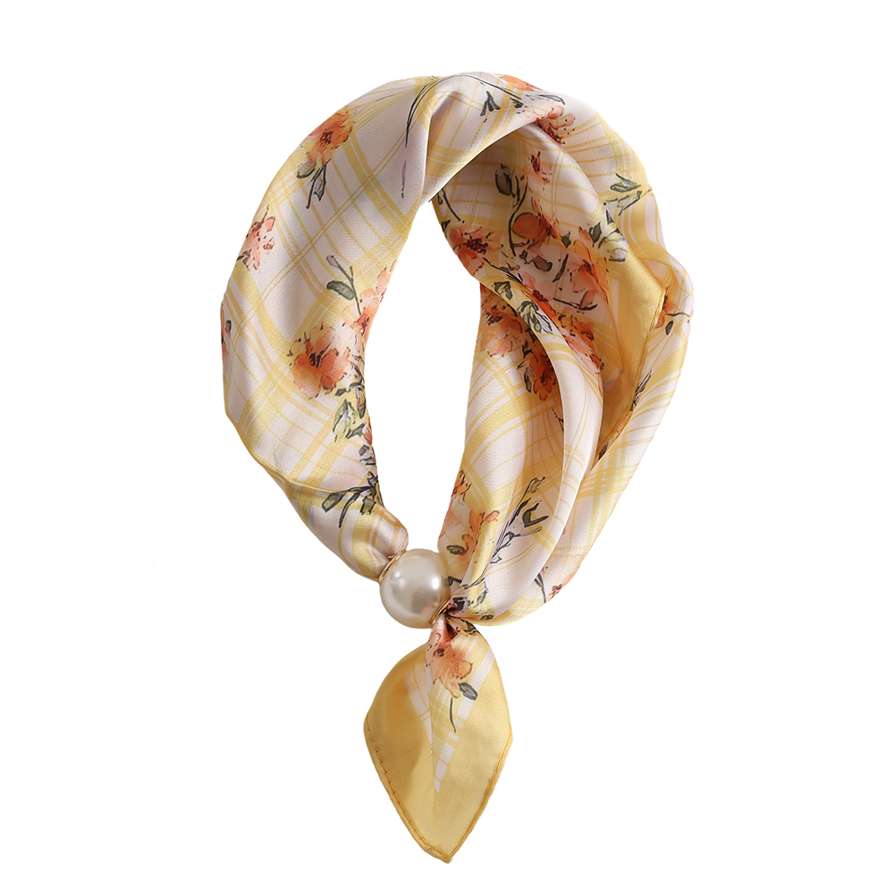 43cm Checked floral pattern beaded scarf