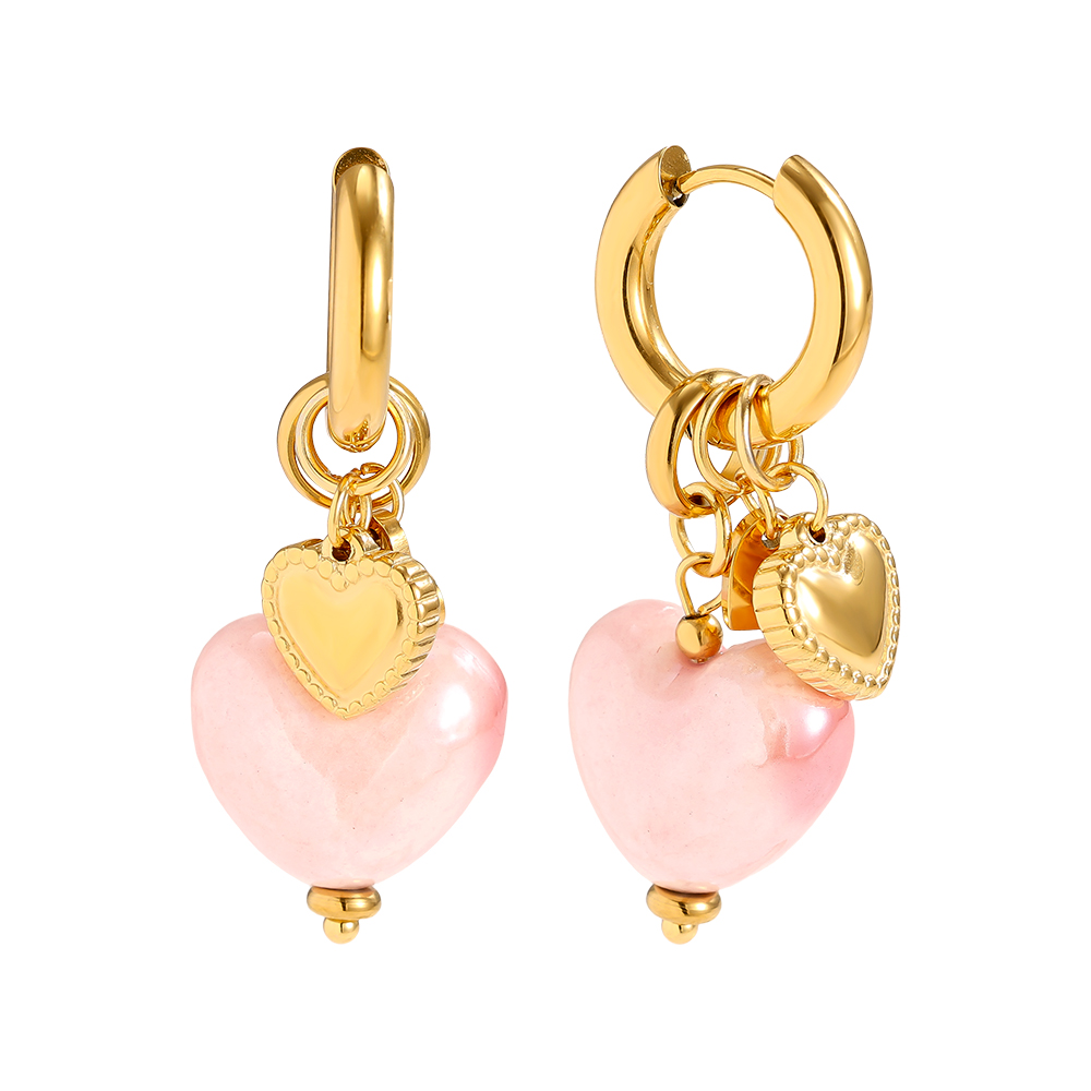 4.1*1.6cm Acrylic Pink Heart Stainless Steel Earrings      