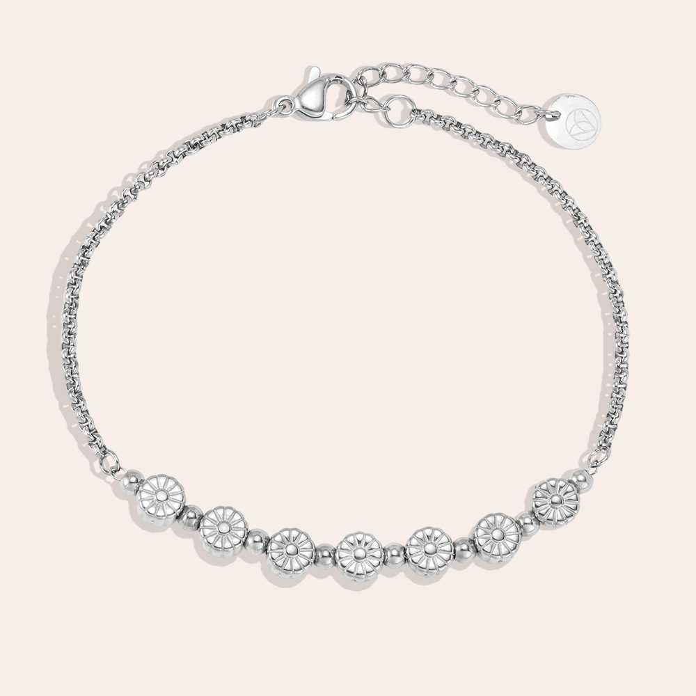 Stainless steel bracelet 17cm some small flowers