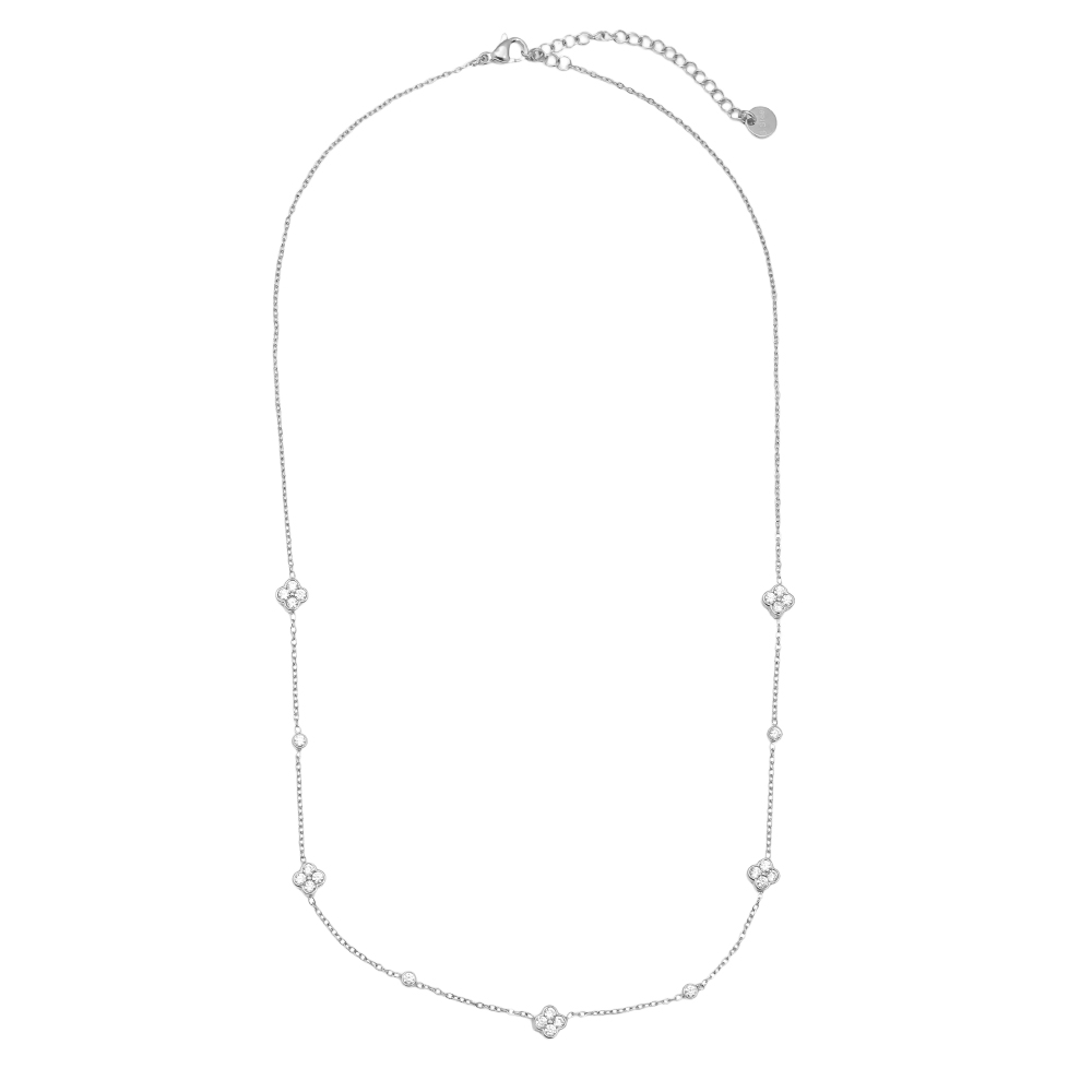 43cm Small Diamond Flower Stainless Steel Necklace   