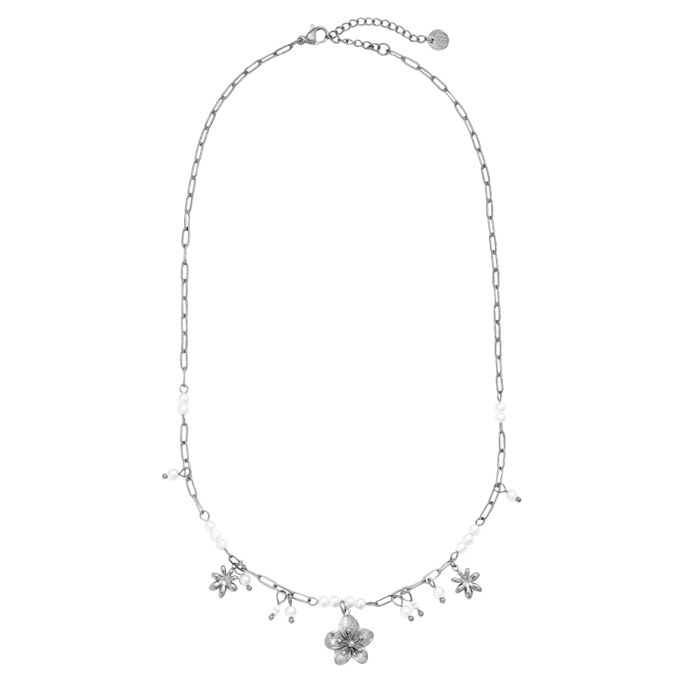 42cm Nice Flowers And Pearl stainless steel necklace    