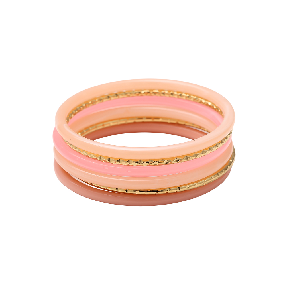 6.5cm Width 6-piece resin stainless steel bangle set