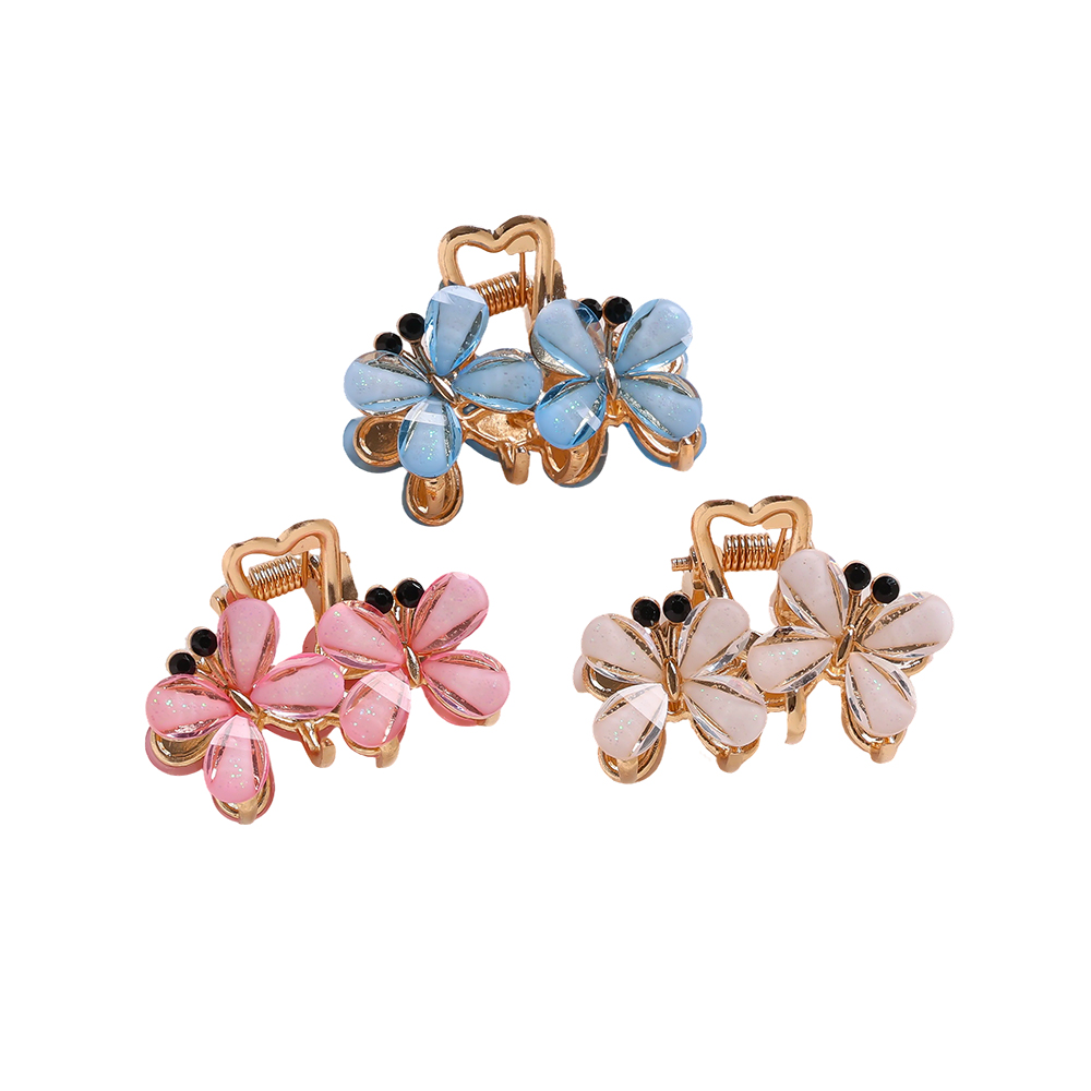 4cm 6 pcs. colourful double butterfly hair clip set