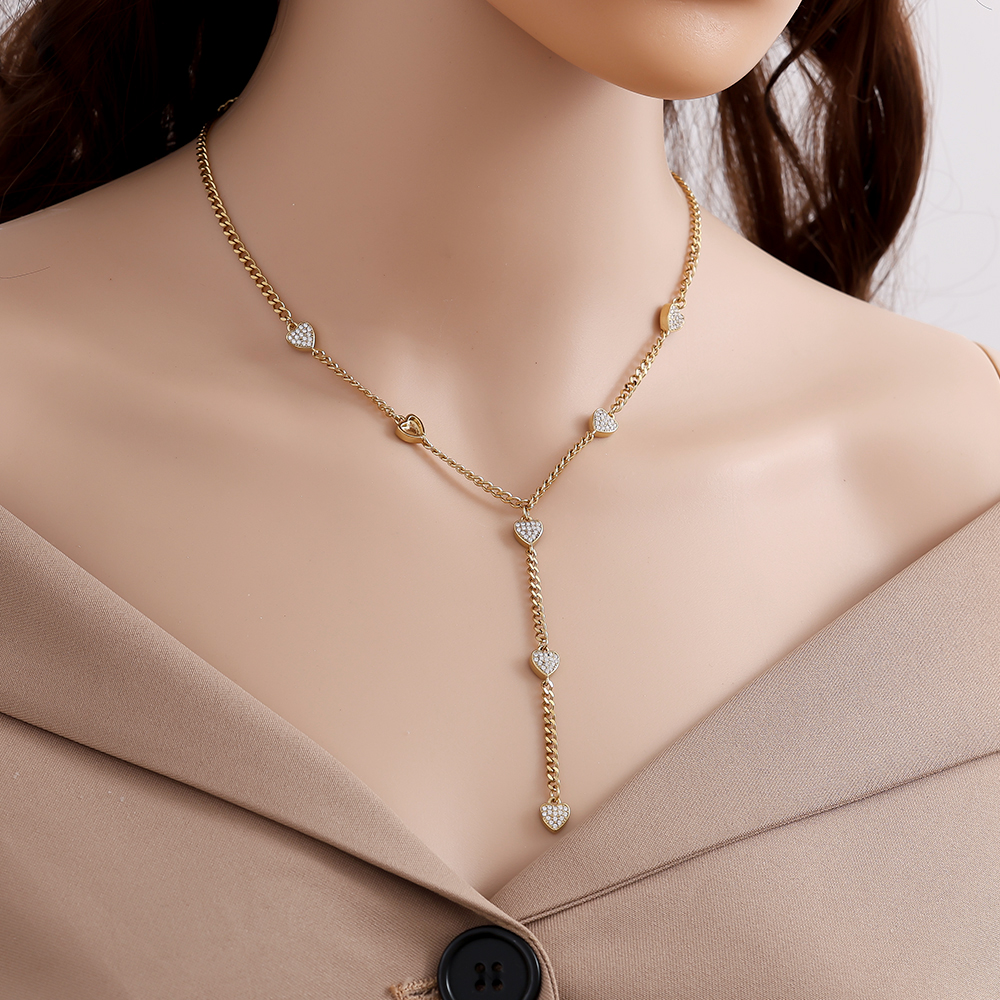 43cm heart link stainless steel necklace 